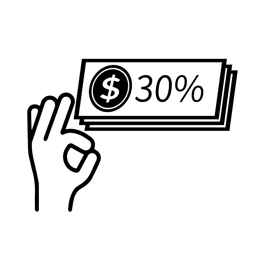 訂單成立，預付三成訂金